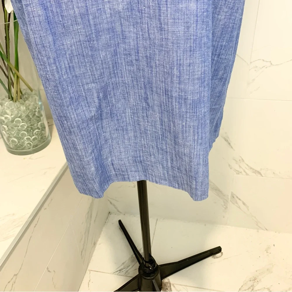 Talbots Dress Linen Blue Embroidered 16 - Picture 8 of 15